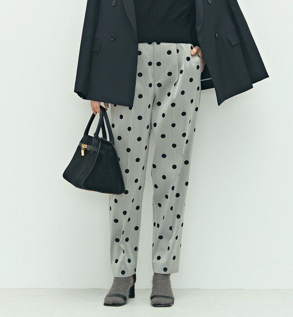NOLLEY'S「ウォッシャブルストレッチドットジャガードテーパードパンツ」|その他|グレー系その他