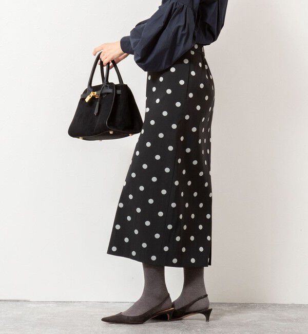 NOLLEY'S「ウォッシャブルストレッチドットジャガードタイトスカート」|タイト|ブラック系その他