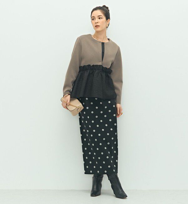 NOLLEY'S「ウォッシャブルストレッチドットジャガードタイトスカート」|タイト|