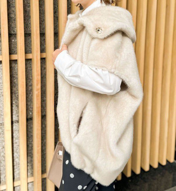 Rie Miller「エコファー衿付ベスト」|ブルゾン・スタジャン|