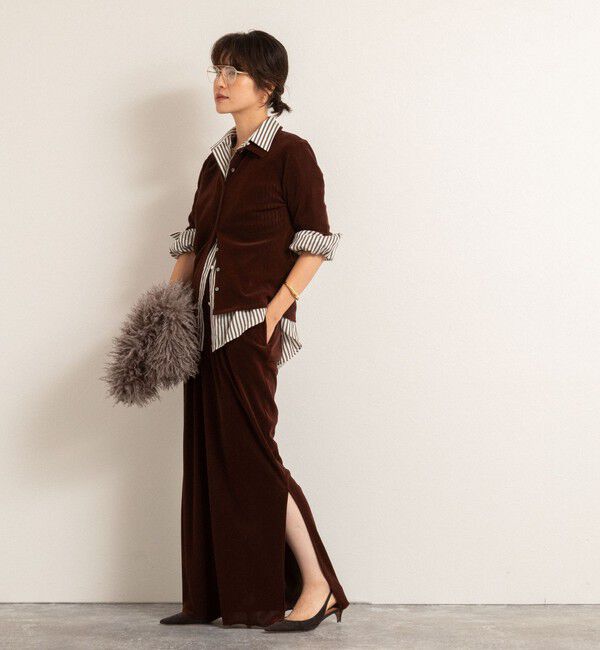 MAQWEL「【MAQWEL/マクウェル】ウォッシャブルベロア半袖シャツ」|シャツ・ブラウス|