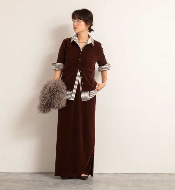 MAQWEL「【MAQWEL/マクウェル】ウォッシャブルベロア半袖シャツ」|シャツ・ブラウス|