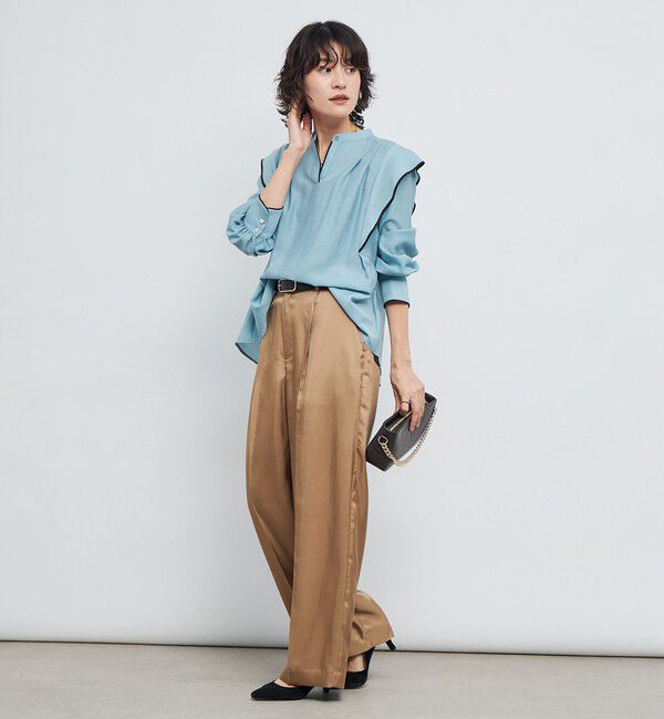 NOLLEY'S「ウォッシャブル配色パイピングブラウス」|シャツ・ブラウス|