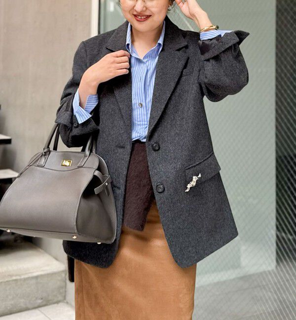 NOLLEY'S sophi「ショートビーバーテーラードジャケット」|テーラードジャケット|チャコールグレー