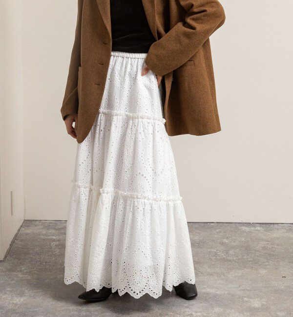 MAQWEL「【MAQWEL/マクウェル】《セットアップ対応》ウォッシャブルエンブロイダリーレーススカート」|スカート|