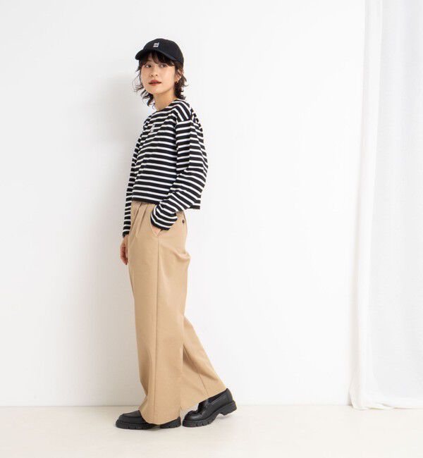 NOLLEY'S「nolnol ウォッシャブルMVSシルケットボーダーショートT」|Tシャツ・カットソー|