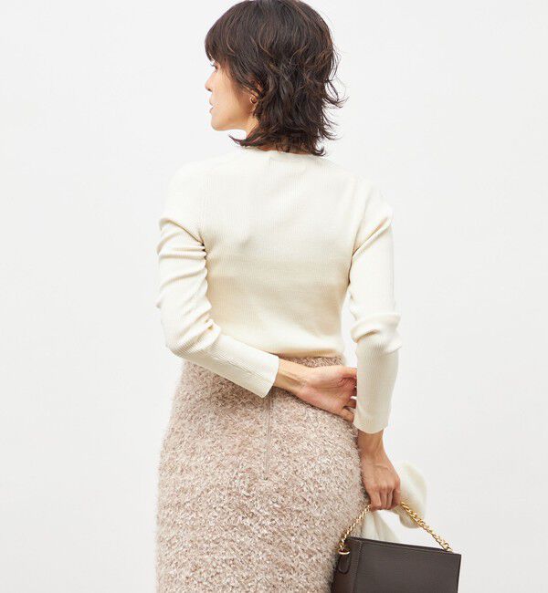 NOLLEY'S sophi「《アンサンブル対応》《手洗い可能》カシミヤ混リブUネックプルオーバー」|ニット・セーター|