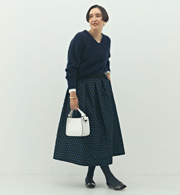 NOLLEY'S「ウォッシャブルドットジャガードタックフレアスカート」|スカート|