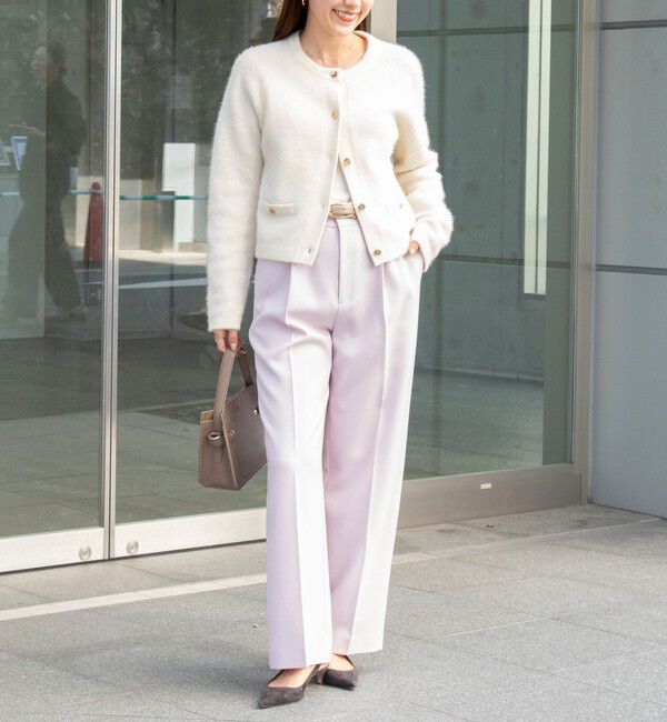 NOLLEY'S「ヘアリークルーネックニットジャケット」|カーディガン|