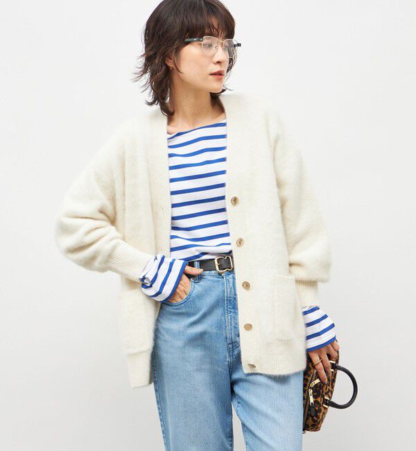 NOLLEY'S sophi「カシミヤ混ヘアリーVネックカーディガン」|カーディガン|オフホワイト