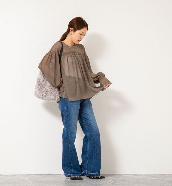 NOLLEY'S「ウォッシャブル楊柳ギャザーブラウス」|シャツ・ブラウス|