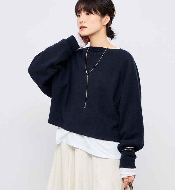 NOLLEY'S「《手洗い可能》ウォッシャブルヘアリーショート丈プルオーバー」|ニット・セーター|ネイビー