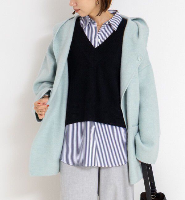 Rie Miller「ハーフ丈フーディー リバー風ニットコート」|その他|