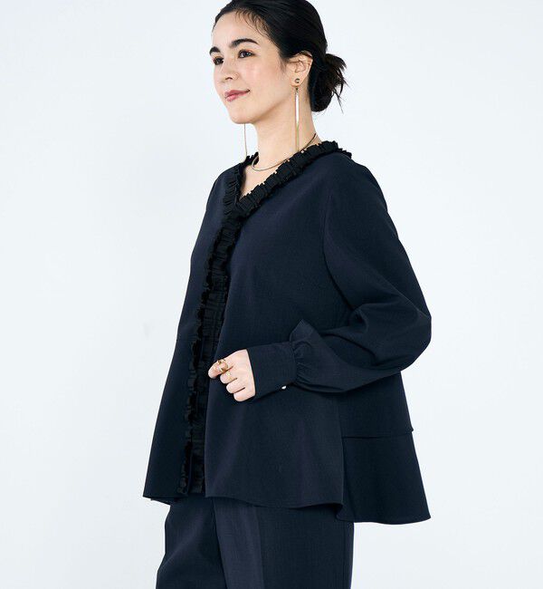 NOLLEY'S「《セットアップ対応》ウォッシャブル衿プリーツペプラムブラウス」|シャツ・ブラウス|