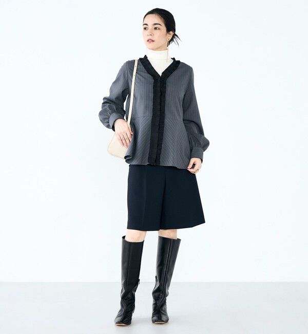 NOLLEY'S「《セットアップ対応》ウォッシャブル衿プリーツペプラムブラウス」|シャツ・ブラウス|