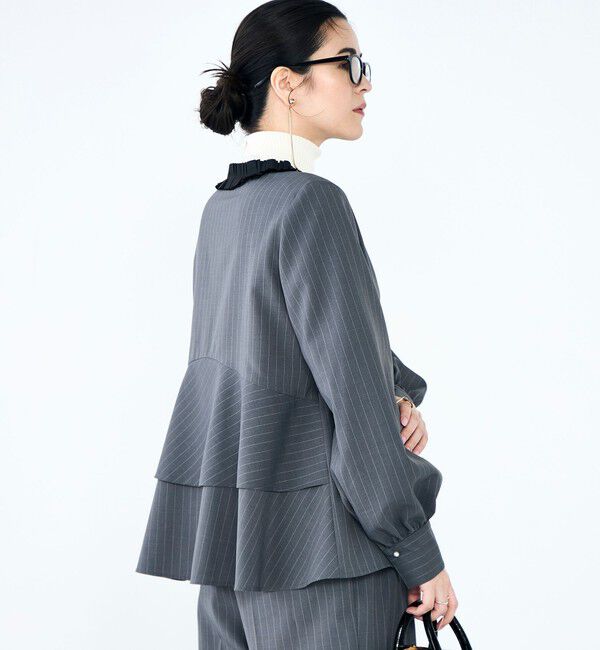 NOLLEY'S「《セットアップ対応》ウォッシャブル衿プリーツペプラムブラウス」|シャツ・ブラウス|