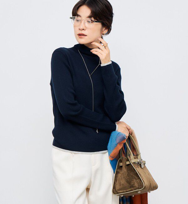 NOLLEY'S「《手洗い可能》3&times;2リブ配色タートルネック」|ニット・セーター|