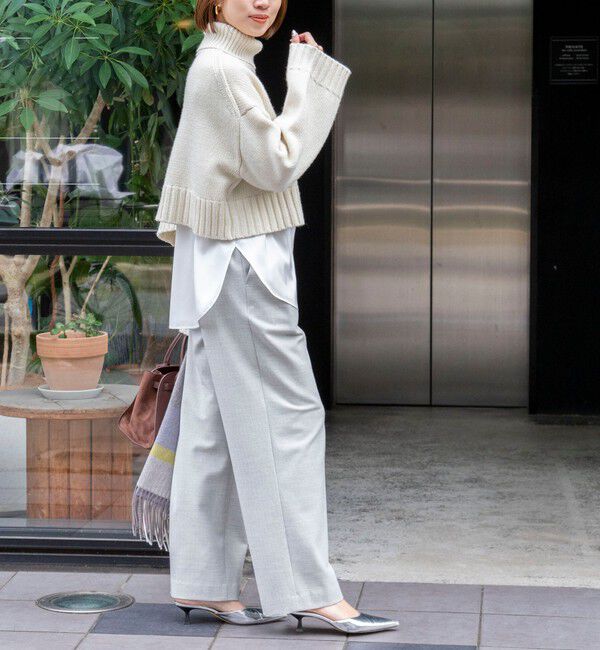 NOLLEY'S sophi「ブライト紡毛サイドジップショート丈タートルネック」|ニット・セーター|