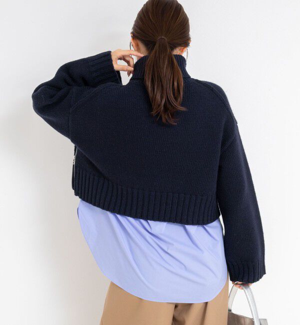 NOLLEY'S sophi「ブライト紡毛サイドジップショート丈タートルネック」|ニット・セーター|