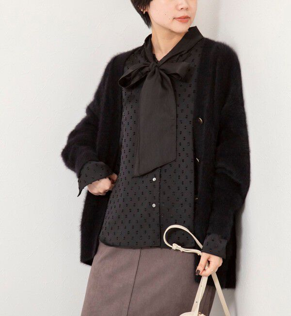 NOLLEY'S sophi「ウォッシャブルサテンドビーボウタイブラウス」|シャツ・ブラウス|ブラック