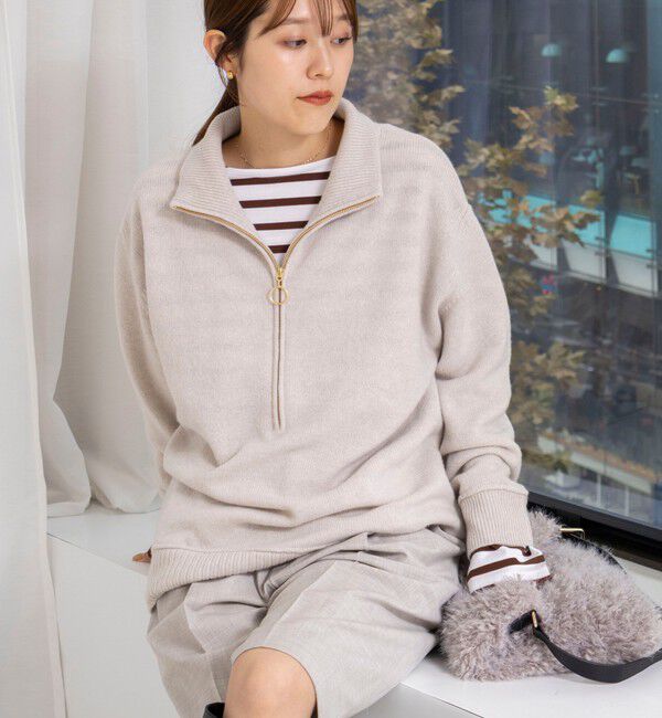 Rie Miller「《手洗い可能》ハーフZIPプルオーバー」|ニット・セーター|