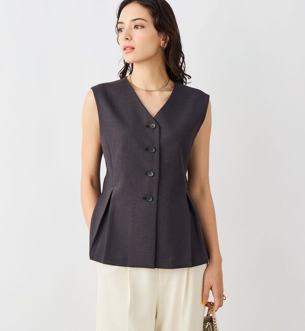 NOLLEY'S sophi「《セットアップ対応》ウォッシャブルドライシャークペプラムジレ」|ベスト・ジレ|チャコールグレー