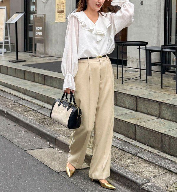 NOLLEY'S「《セットアップ対応》ウォッシャブルハイスペック麻調愛されセミワイドパンツ」|その他|