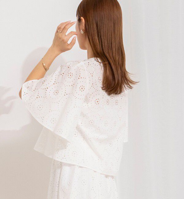 NOLLEY'S「《セットアップ対応》ウォッシャブルフレアスリーブレースブラウス」|シャツ・ブラウス|