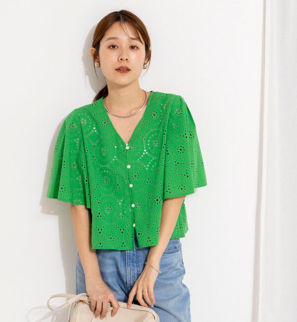 NOLLEY'S「《セットアップ対応》ウォッシャブルフレアスリーブレースブラウス」|シャツ・ブラウス|