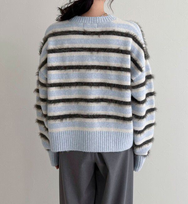 fredy emue「マルチボーダークロップドニットプルオーバー」|ニット・セーター|