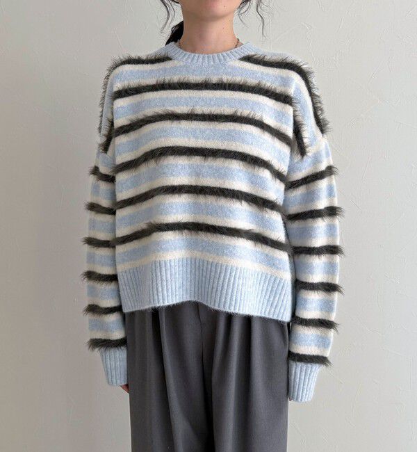 fredy emue「マルチボーダークロップドニットプルオーバー」|ニット・セーター|
