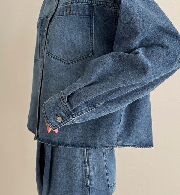 fredy emue「《セットアップ対応》デニムボウタイクロップドシャツ」|シャツ・ブラウス|