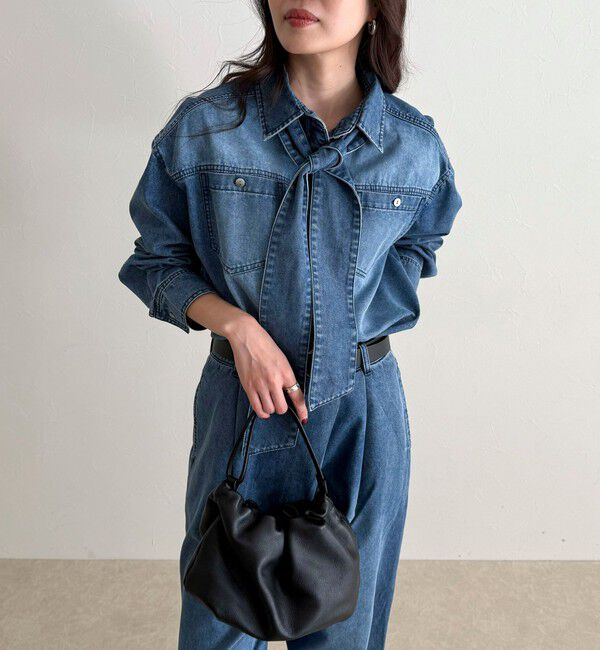 fredy emue「《セットアップ対応》デニムボウタイクロップドシャツ」|シャツ・ブラウス|
