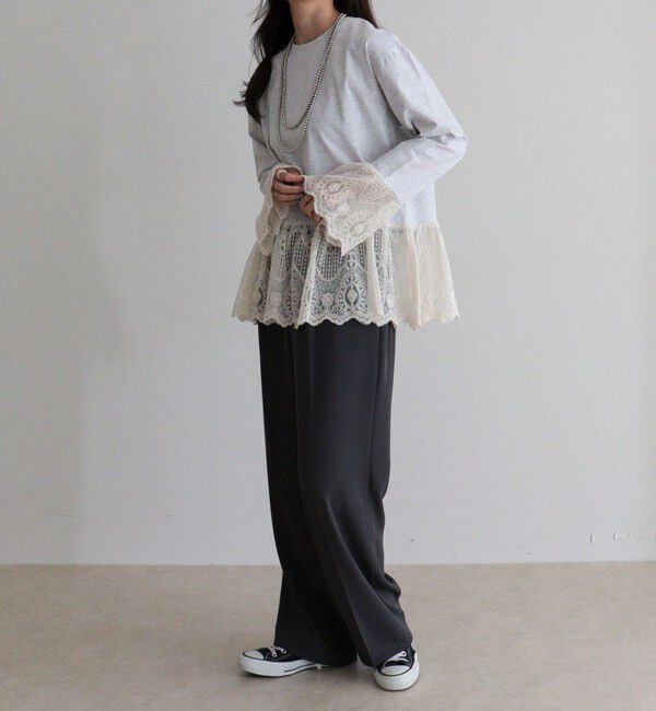 fredy emue「【4回目の追加販売！】レースドッキングロンTシャツ」|Tシャツ・カットソー|