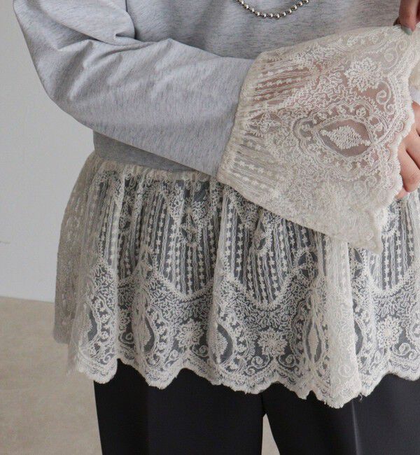 fredy emue「【4回目の追加販売！】レースドッキングロンTシャツ」|Tシャツ・カットソー|