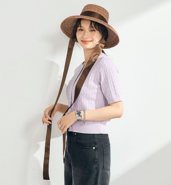 fredy emue「【毎年大人気！/完売必須】FR刺しゅうケーブル柄半袖カーディガン」|カーディガン|