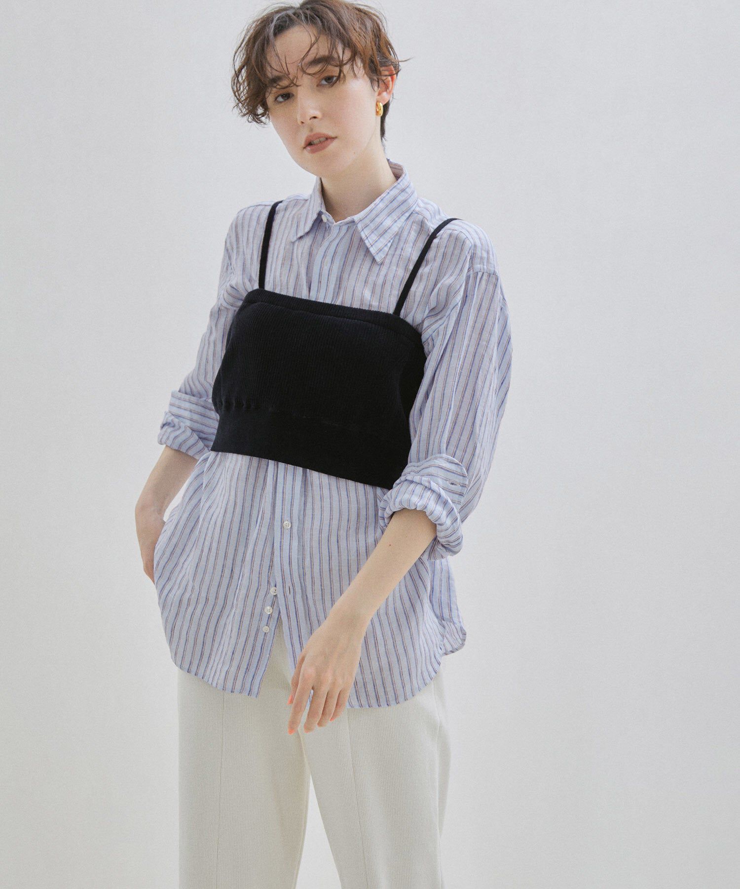 SALON adam et rope'「【オーガニックコットン】パッド付きチューブトップ-CreamyCotton /クリーミーコットン-」|チューブトップ|ブラック系(02)