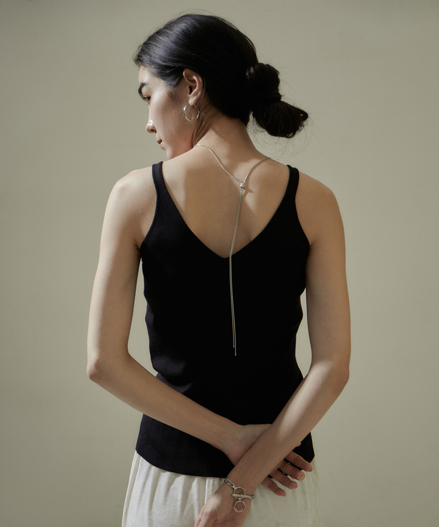 SALON adam et rope'「ウォッシャブルシルクキャミソール」|キャミソール|ブラック(01)