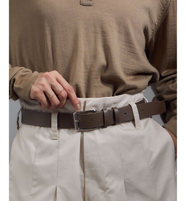 SALON adam et rope'「【W S（ドゥーブル）】レザースクエアバックルベルト 2」|ベルト|ベージュ系(28)