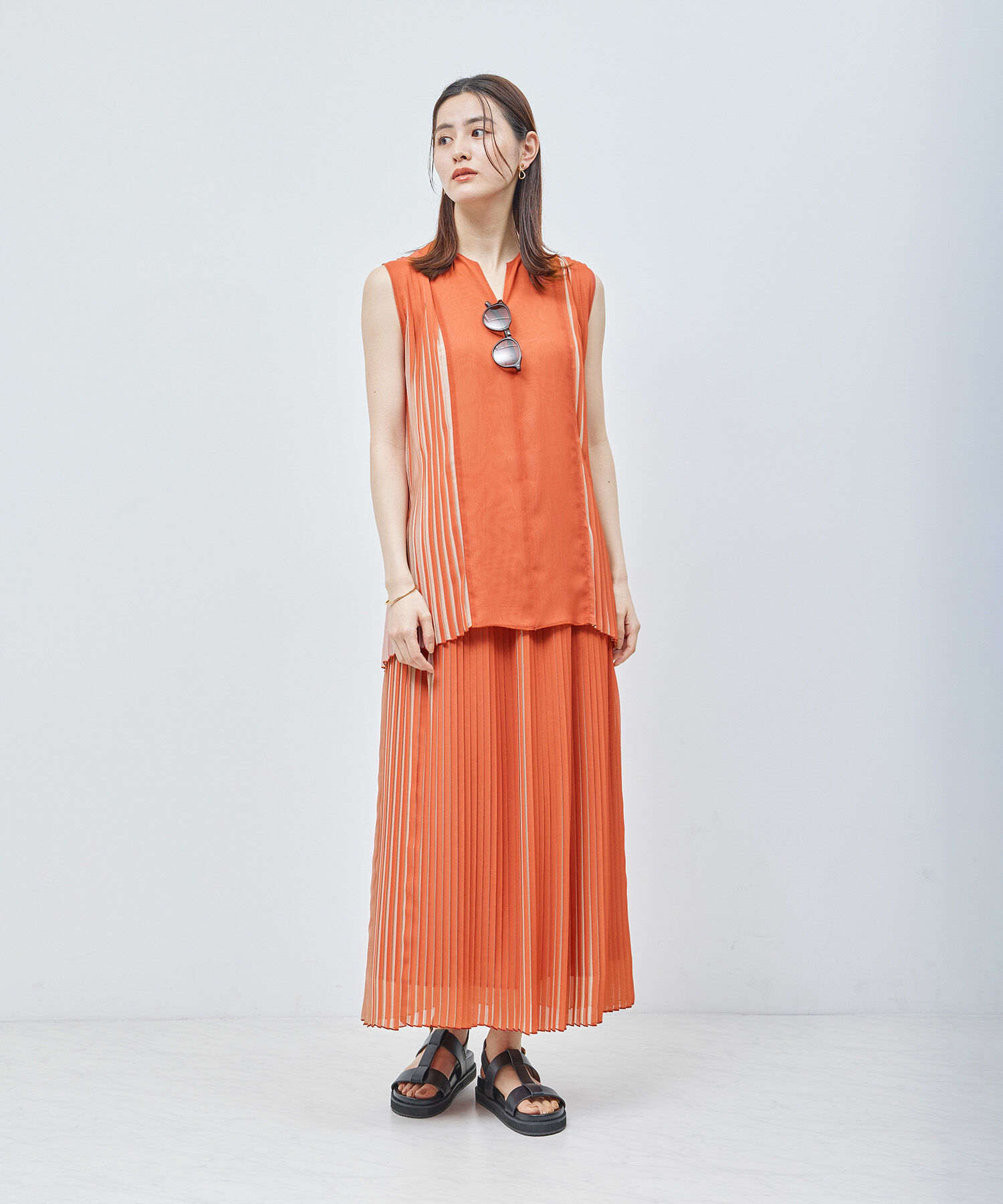 ROPE「プリーツスカート（バイカラー/無地）【メディア掲載】」|スカート|