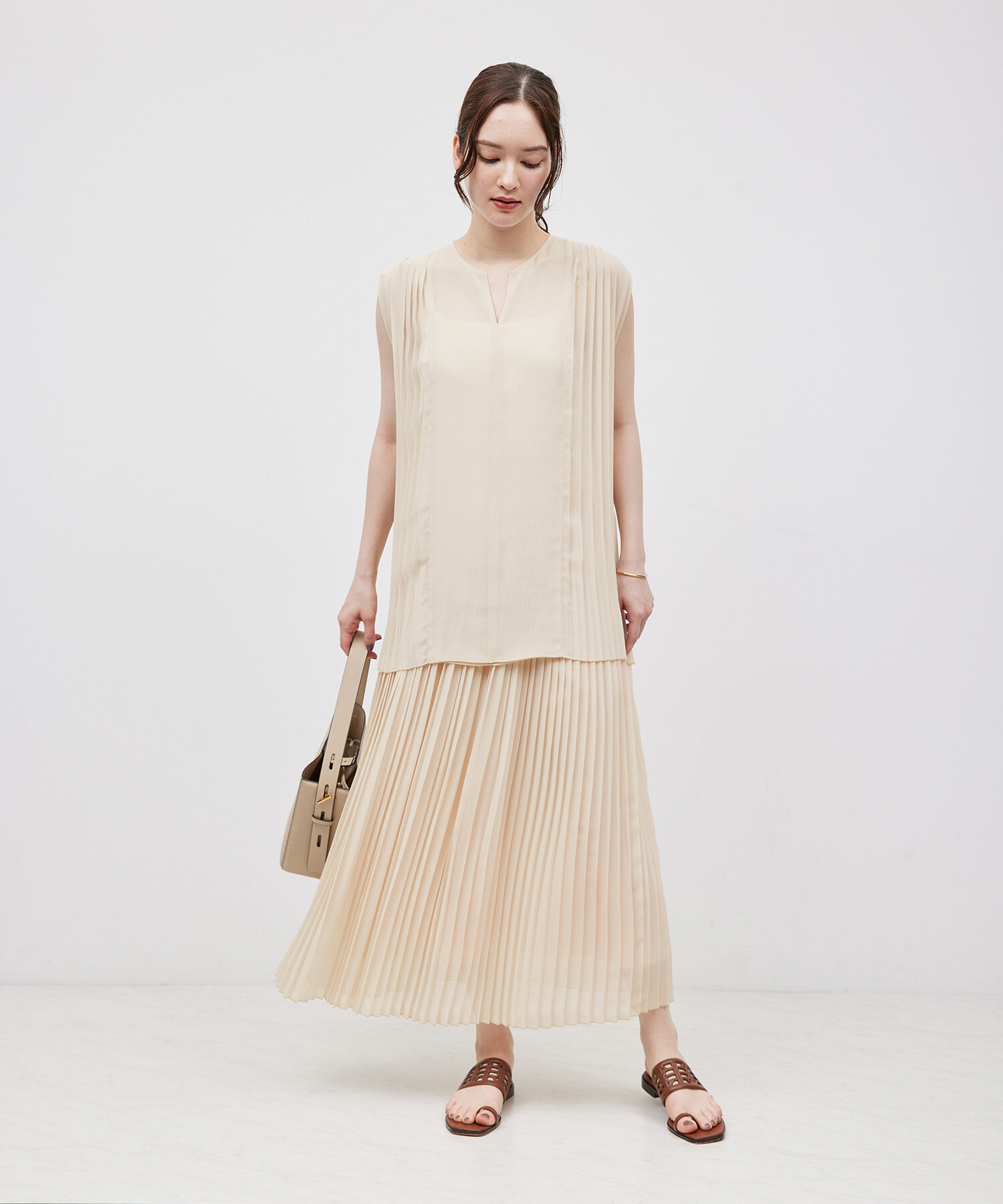 ROPE「プリーツスカート（バイカラー/無地）【メディア掲載】」|スカート|