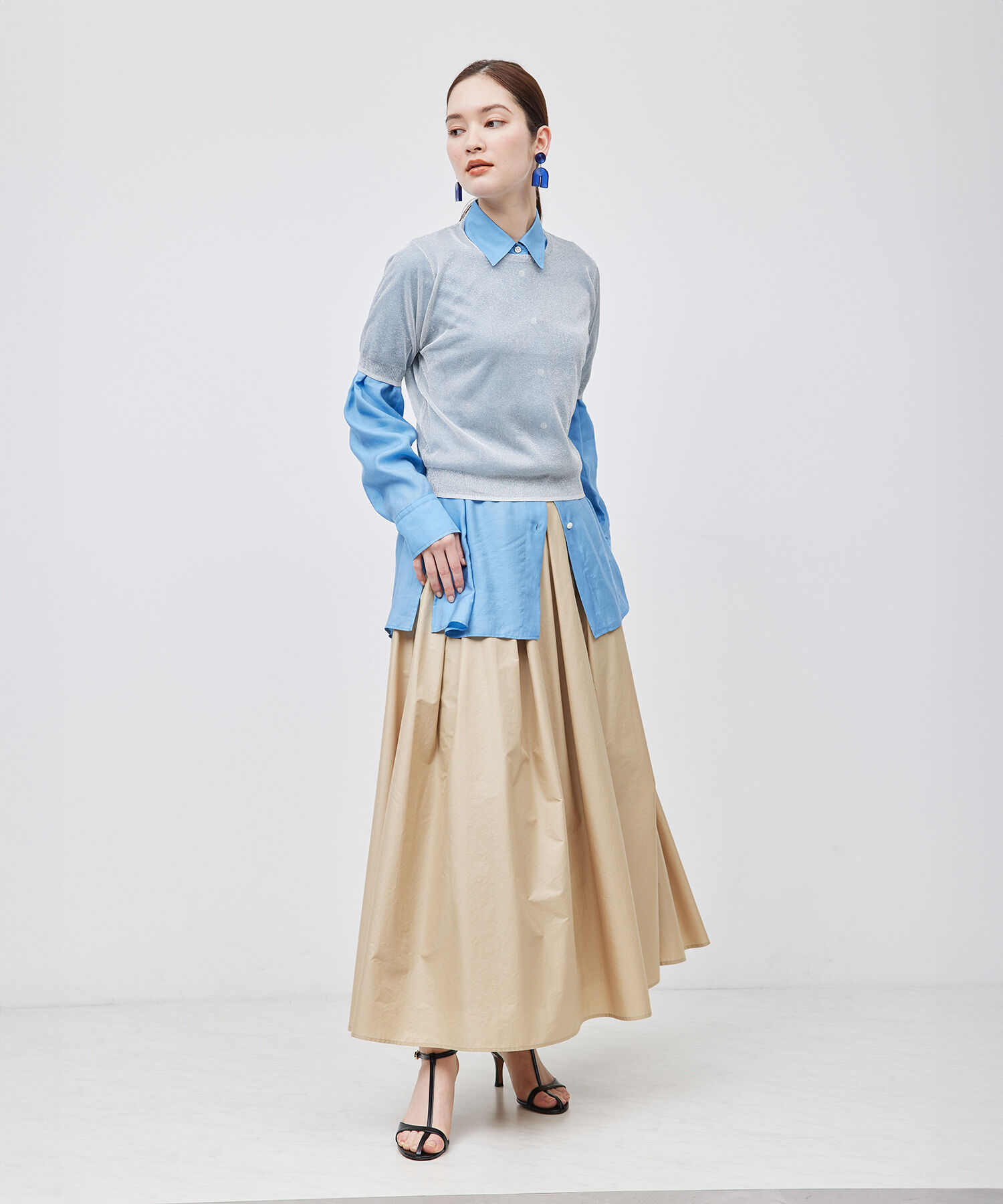 ROPE「【洗える】ラメシアーニット半袖プルオーバー【アンサンブル対応】」|ニット・セーター|