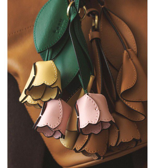 ROPE「【teau・牛革】panier tulip ring charm（キー/バッグチャーム・ネックレス）」|チャーム・キーホルダー|ピンク(63)