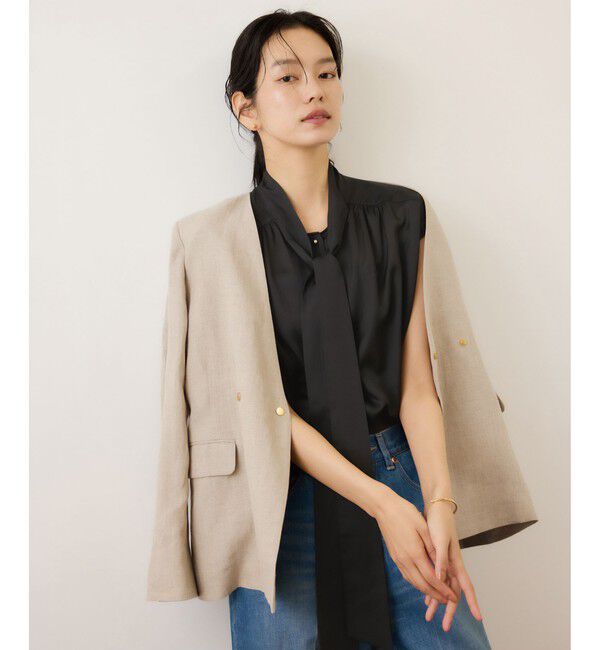 ROPE「サテンシルケットボウタイブラウス/イージーケア」|シャツ・ブラウス|