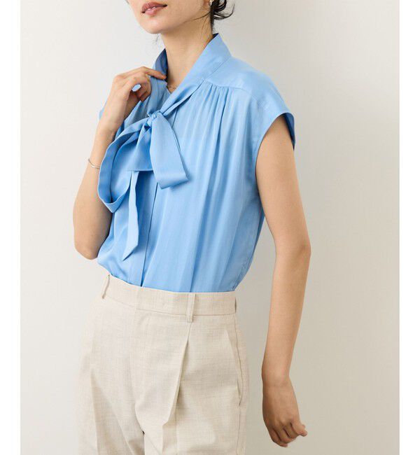 ROPE「サテンシルケットボウタイブラウス/イージーケア」|シャツ・ブラウス|