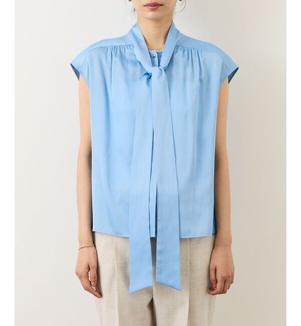 ROPE「サテンシルケットボウタイブラウス/イージーケア」|シャツ・ブラウス|