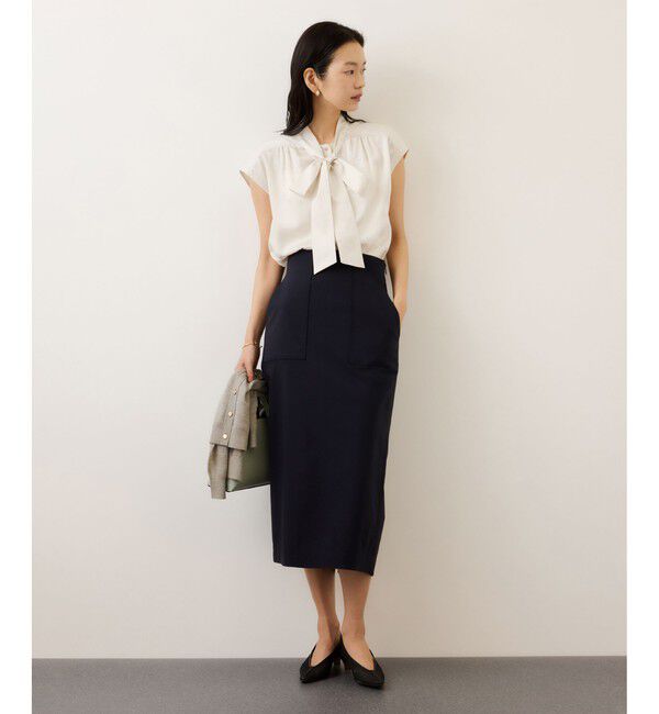 ROPE「サテンシルケットボウタイブラウス/イージーケア」|シャツ・ブラウス|