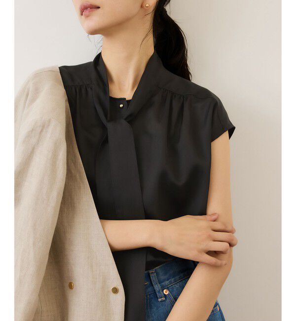 ROPE「サテンシルケットボウタイブラウス/イージーケア」|シャツ・ブラウス|