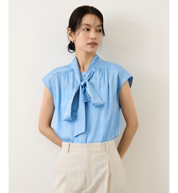 ROPE「サテンシルケットボウタイブラウス/イージーケア」|シャツ・ブラウス|