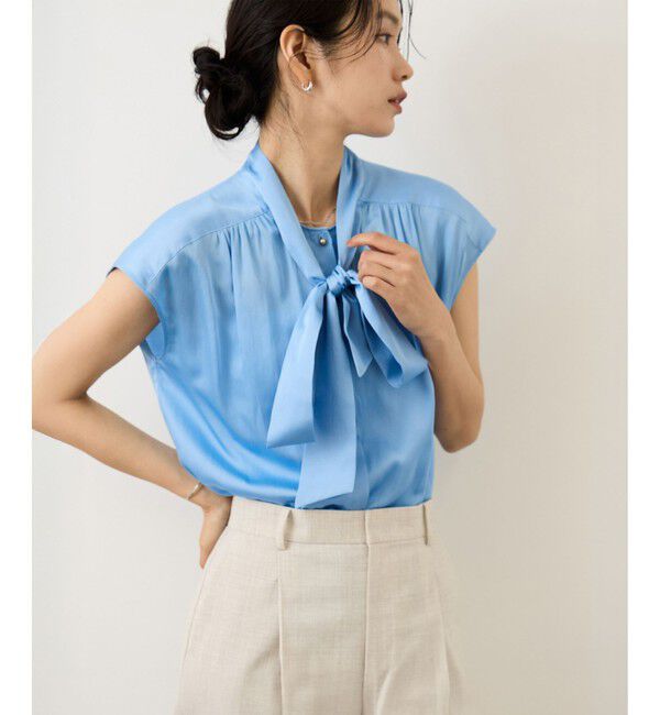 ROPE「サテンシルケットボウタイブラウス/イージーケア」|シャツ・ブラウス|